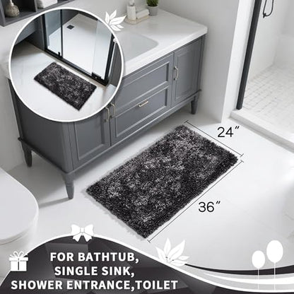 Yimobra Large Bathroom Rug Non Slip 36x24 Inch, Extra Thick Soft Absorbent Chenille Bath Mat, Machine Washable Quick Dry Bath Rugs for Bathroom Floor, Tub and Shower, Home Decor Accessories, Dark Grey