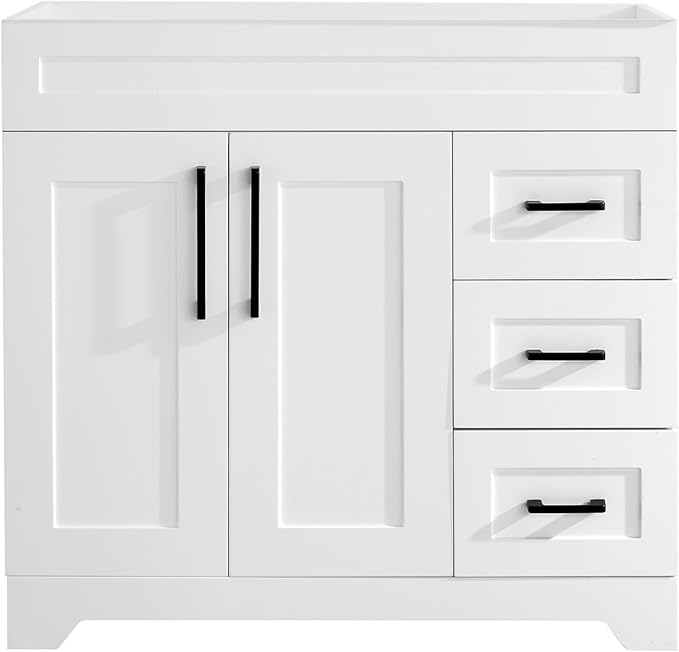 36inch Bathroom Vanity Without Sink,Bathroom Storage Cabinet with 2 Soft Closing Doors & 3 Full Extension Drawers,White