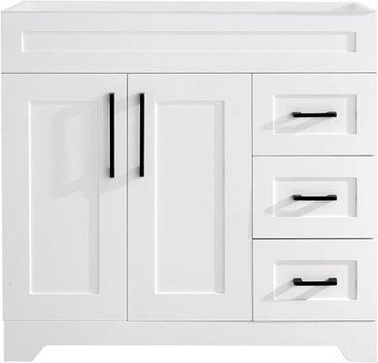 36inch Bathroom Vanity Without Sink,Bathroom Storage Cabinet with 2 Soft Closing Doors & 3 Full Extension Drawers,White