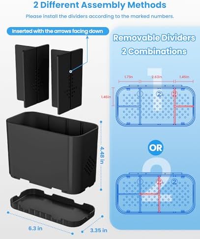 Toothbrush and Toothpaste Holders for Bathrooms Countertop - Detachable 5 Slots Kids Electric Toothbrush Holders Set Wall Mounted with Removable Dividers for Bathroom Decor and Accessories Organizer