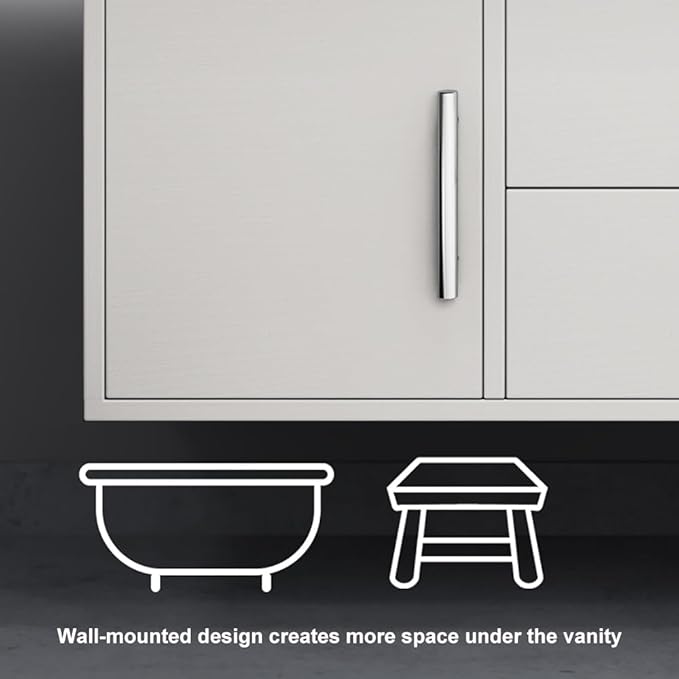 Bathroom Vanity with Sink 39.5" Floating Bathroom Vanity Sintered Stone Modern Bathroom Vanity Set, White (Wall Mounted, Silver Handle)