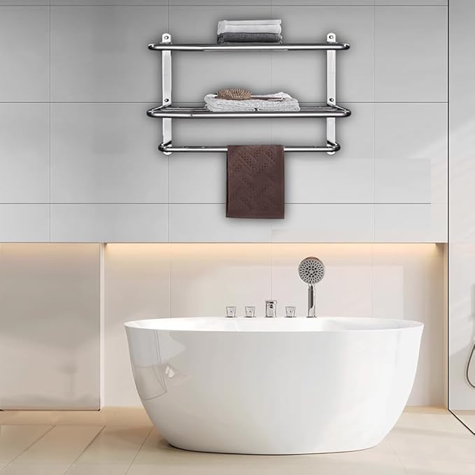 LUANT 24 Inch Bathroom Shelf 3-Tier Wall Mounting Rack with Towel Bars