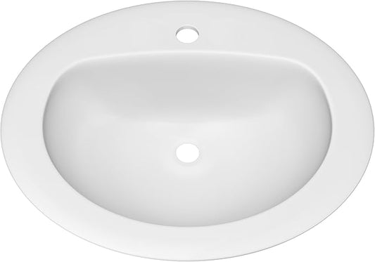 PROFLO PF20171 Rockaway 20-1/2" Oval Vitreous China Drop In Bathroom Sink with Overflow and 1 Faucet Hole at 0" Centers - White