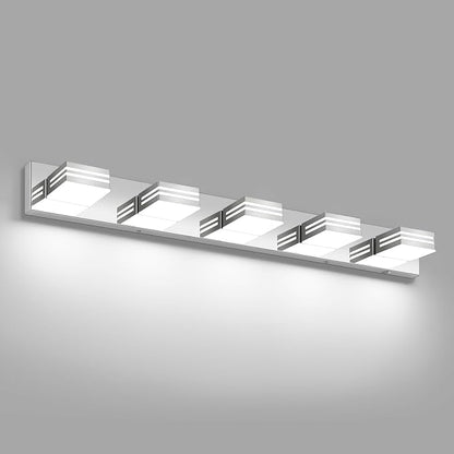 LED Modern Bathroom Vanity Light Fixtures (5-Light, 40-Inch), Chrome Modern Bathroom Wall Lighting Fixtures Over Mirror (Cool White 6000K)