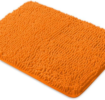 Yeaban Chenille Orange Bathroom Rug 20"x32", Non-Slip Rubber Backing
