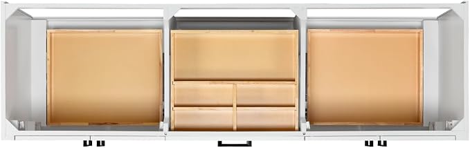 ARIEL Loren 72-inch Bathroom Vanity with Sink,Solid Wood, 1.5-inch Italian Carrara Marble Countertop, Double Rectangular Porcelain Sink, 4 Soft Closing Doors, 3 Dovetail Drawers, White