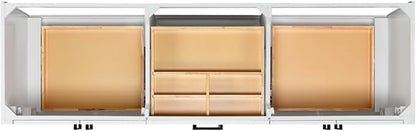 ARIEL Loren 72-inch Bathroom Vanity with Sink,Solid Wood, 1.5-inch Italian Carrara Marble Countertop, Double Rectangular Porcelain Sink, 4 Soft Closing Doors, 3 Dovetail Drawers, White
