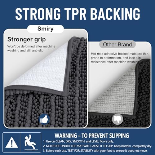 Smiry Bathroom Rugs 48X32, Extra Soft Rubber Backing Chenille Bath Mats