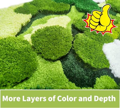 Hifuwan Cute Green Moss Bathroom Runner Rugs 24x60, Plant Leaves Bath Mats