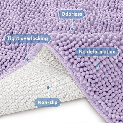 Bcoimo Bath Rug Mat,Chenille Extra Soft Lavender Bathroom Floor Shower Mats