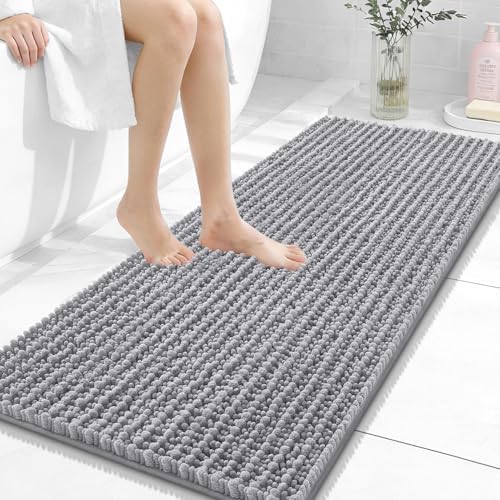 OLANLY Bathroom Runner Rugs 47x20, Thick Soft Absorbent Chenille Bath Rugs