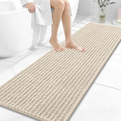 OLANLY Bathroom Runner Rugs 59x20, Thick Soft Absorbent Chenille Bath Rugs