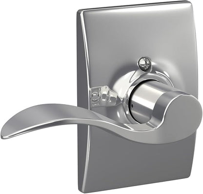Schlage Accent Lever with Century Trim Non-Turning Lock in Bright Chrome - Right Handed - F170 ACC 625 CEN RH