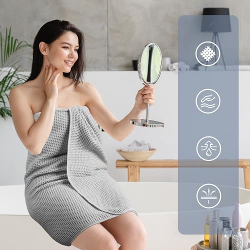 POLYTE 430 GSM Poly Blend Microfiber Quick Dry Waffle Bath Towel Set of 6