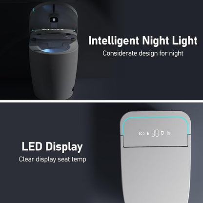 Glendan Smart Toilet Auto Flush: Off Seat Dual Flush One Piece Toilet, Elongated Heated Toilet Seat, Electric Tankless Toilets with Night Light, Remote, Pre Wet, Soft Close Seat&Lid, ADA Height