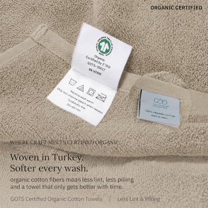 California Design Den 100% Organic Cotton 6 Pc Bath Towel Set, Cashmere