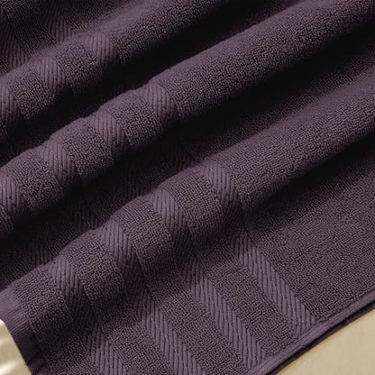 Hearth & Harbor Bath Towels for Bathroom - 100% Ring Spun Cotton Luxury Bathroom Towels - Soft & Highly Absorbent Bath Towels Set, 6 Piece Set, Purple