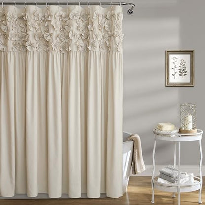 Handmade Bow Tie Shower Curtain, Camel, 72 x 72 in