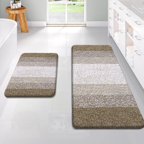 OLANLY Micorfiber Bathroom Rug Set 2 Piece, 47"x20"+24"x16"