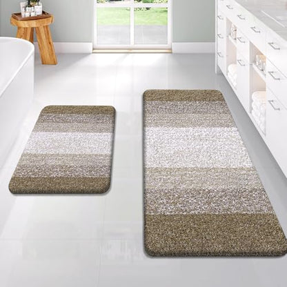 OLANLY Micorfiber Bathroom Rug Set 2 Piece, 47"x20"+24"x16"