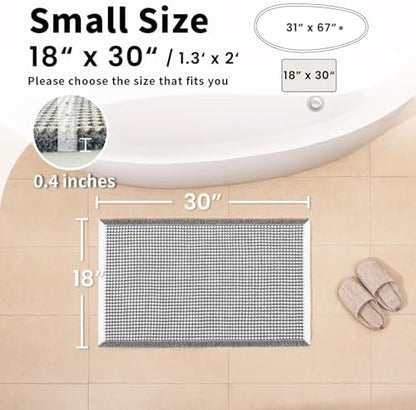 Waffle Bath Mat, Boho Bathroom Rugs Non Slip Washable, 18" x 30"