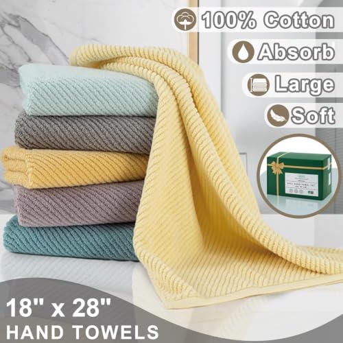 VOOVA & MOVAS Bathroom Hand Towels 4PC, 100% Cotton, 18x28 in, Dark Beige