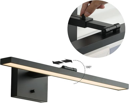 mirrea 24-Inch Matte Black LED Vanity Light Over Medicine Cabinet, Modern 5CCT Dimmable Bath Bar Lighting with Extendable Arm for Bathroom