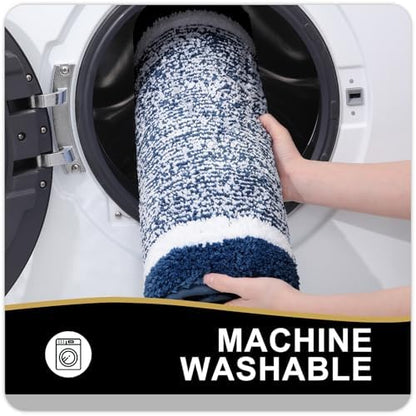 OLANLY Bathroom Runner Rugs 59x20, Extra Long Bath Mats for Bathroom, Navy