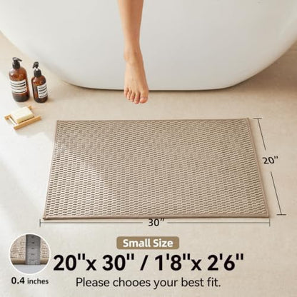 Triohero Bathroom Rugs Non Slip Washable, Super Absorbent Thin Bath Mat Small Quick Dry Low Pile Bathroom Rug, Beige 20x30