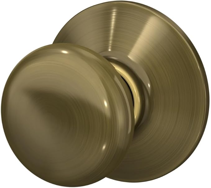 SCHLAGE F10 PLY 609 16-080 10-027 Plymouth Hall and Closet Knob, Antique Brass