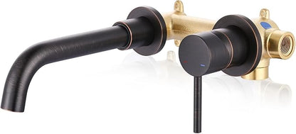 ARCORA Wall Mount Bathroom Faucet, Oil Rubbed Bronze Single Handle Bathroom Sink Faucet Wall Mounted, Rough -in Valve Included