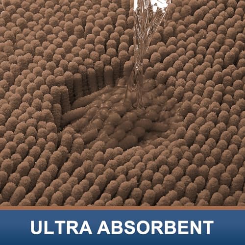 Smiry Bathroom Rugs 24X16, Luxury Chenille Extra Soft Absorbent Bath Mat