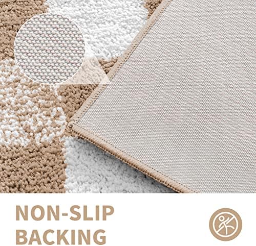 CozeCube Beige Checkered Bath Mat 47"x24" Non Slip Washable Rug