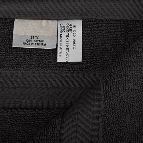 BY LORA Terry Cotton Bath Towel, Hand Towel and Wascloth Set, Charcoal, Set of 8