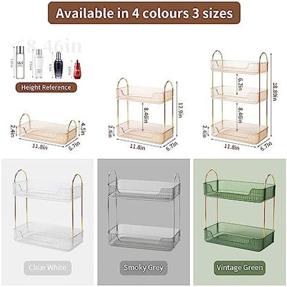 Akinbas 2 Tier Bathroom Organizer Countertop Makeup Perfume Tray Skincare Organizer for Bathroom Dresser Vanity (Gold)
