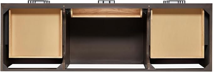 ARIEL Hepburn 66-inch Bathroom Vanity Base Cabinet,Solid Wood, 2 Soft Closing Doors, 9 Dovetail Drawers, Brown Oak
