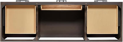 ARIEL Hepburn 66-inch Bathroom Vanity Base Cabinet,Solid Wood, 2 Soft Closing Doors, 9 Dovetail Drawers, Brown Oak
