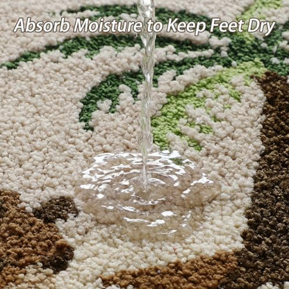 Bathroom Rug Mat, Desert Oasis Sunset Fluffy Rug with Camel & Palm Tree, Ultra Absorbent Microfiber Shaggy Door Mat, Quick Dry Bath Rug Carpet for Toilet Bathtub Bedroom 20x31 Inch