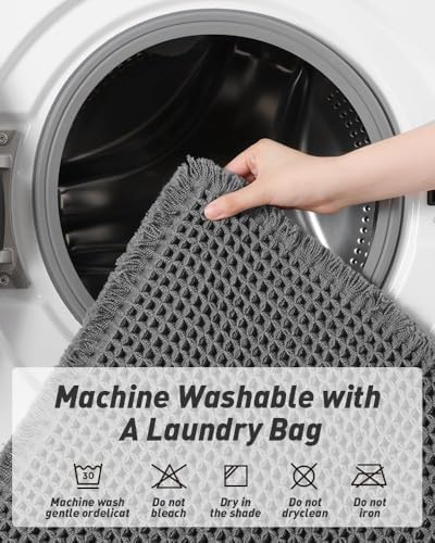Upgraded Waffle Bath Mat Runner Absorbent Non Slip Bathroom Mat, 2' x 6'