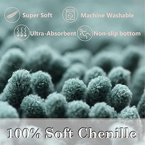 2 Piece Bath Rugs for Bathroom Non Slip - Soft Plush Shaggy Mats Floor, Indoor Entryway Extra Soft Chenille Bath Mat Absorbent Bathroom Rug（Dark Green）