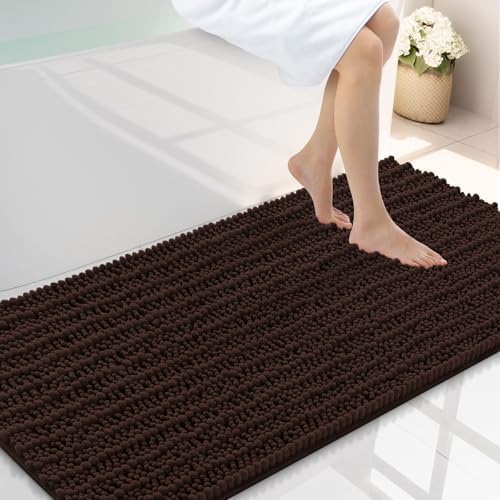 Smiry Bathroom Rugs 44X24, Extra Soft Rubber Backing Chenille Bath Mats