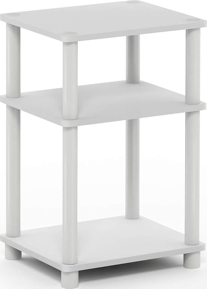 Furinno JUST Toolless 3-Tier Side Table, Open Shelf, White(Espresso) | Reversible, Soft-Corner, End Table, Night Stand, Bedside Table, for Living Room, Bedroom, Bathroom