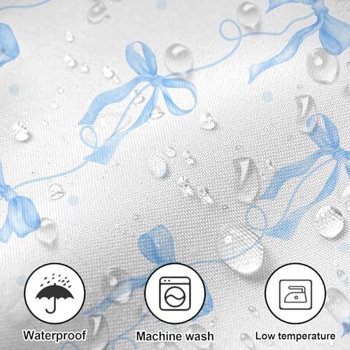 Blue Bow Shower Curtain for Bathroom Decor, Teen Girls Theme, 72x72In