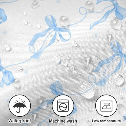 Blue Bow Shower Curtain for Bathroom Decor, Teen Girls Theme, 72x72In