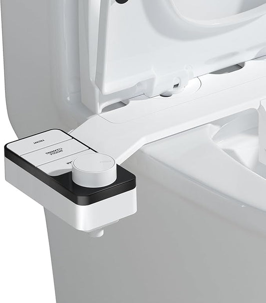Ultra-Slim Bidet Attachment for Toilet Dual Nozzles Feminine & Rear Wash Bidet Toilet Seat Attachment Non Electric Self Cleaning Adjustable Water Pressure, Rear Wash (KB002)