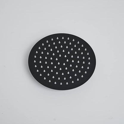 BWE Shower Massage Panel Black 8-Jet Multifunction Shower Panel System Bamboo Wood and Stainless Steel Panel with Handheld Wand Wall Mount Shower Column