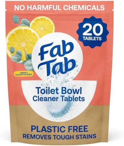 Fab Tab Toilet Bowl Cleaner Tablets, Lemon & Eucalyptus Scent, 20 Count