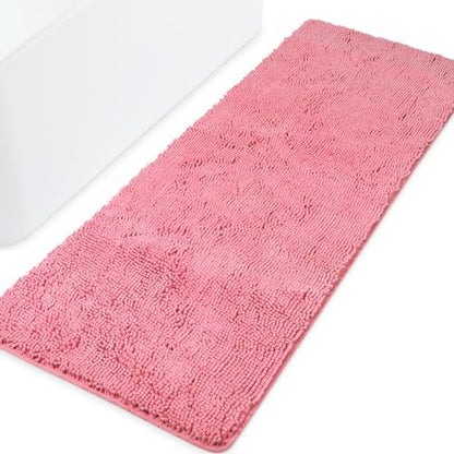 Yeaban Chenille Pink Bathroom Runner Rug 24"x72"