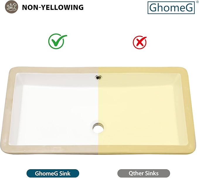 Undermount Bathroom Sink Rectangle 28x14 Inch White Rectangular Porcelain Ceramic Vessel Sink with Overflow Under Counter Lavatory Vanity