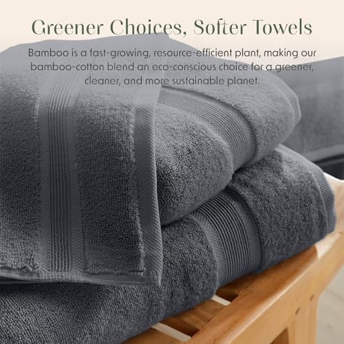 Springtree Home Luxury Bamboo Rayon Bath Towel Set | 6-Piece Set | Iron